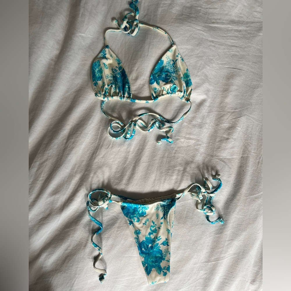 Frankie's Bikinis Blue Floral Bikini